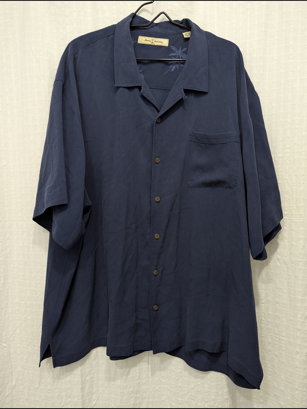 Tommy Bahama Silk Navy Short-Sleeve Button-Up Shirt Hawaiian Vacation